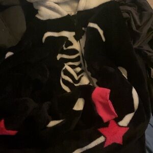 Cozy Black Skeleton Onzie with Pink Stars
